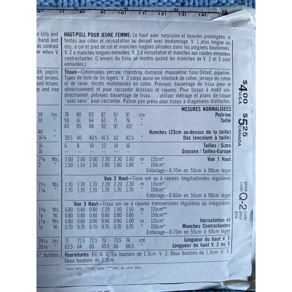 Simplicity 7328 Sewing pattern pullover top 1980s size 6 8 10 - Picture 5 of 5